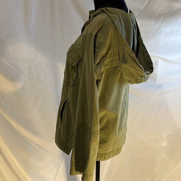 Free People Safari Pullover Lace up Army Green Anorak Hooded Top Size S - Picture 3 of 11